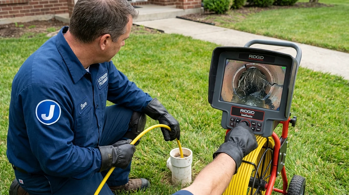 Sewer camera inspection being performed by Johns Plumbing LLC in Uniondale
